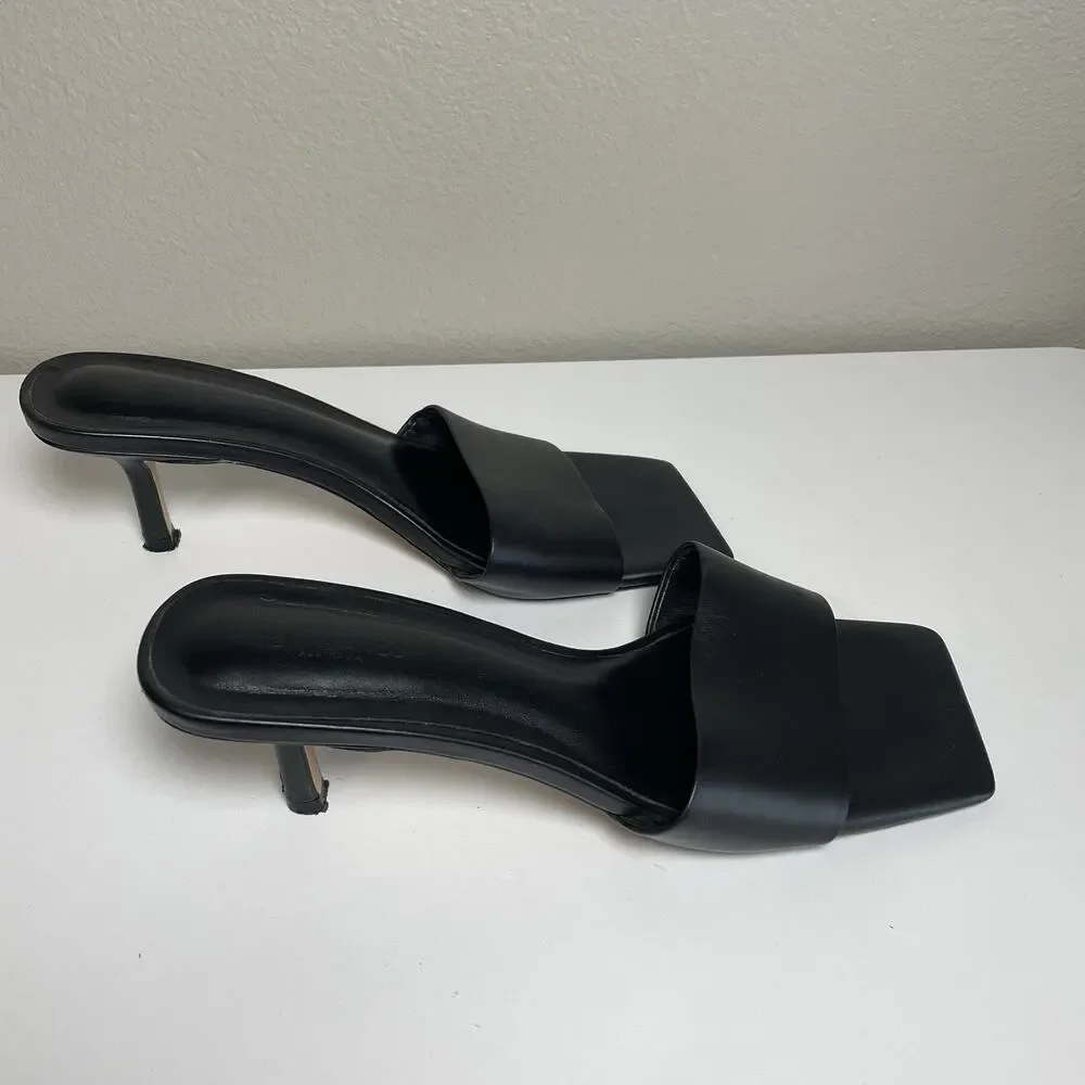 Tony Bianco Black Square Toe Mule Heels